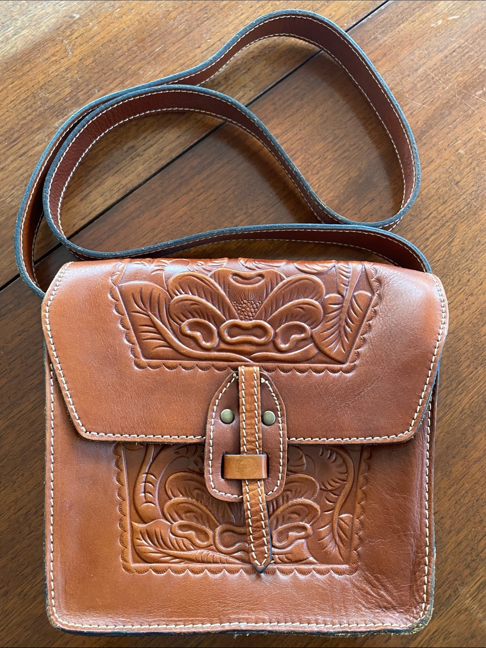 Patricia Nash Tooled Brown Leather Crossbody Bag - Picture 2 of 10